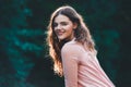 Atmospheric portrait of young beautiful woman, long hair and casual makeup Royalty Free Stock Photo