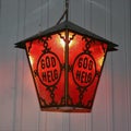 A red welcoming Christmas lantern