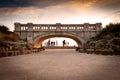 Atmospheric sky behind bridge Royalty Free Stock Photo