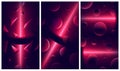 Atmospheric vector backgrounds with red lights and reflections on geometric shapes, cyberpunk space with neon lights, abstract