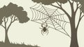 Eerie spider web in a haunted forest, evoking mystery and atmosphere. vector design Generative AI Royalty Free Stock Photo