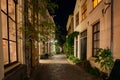 Atmospheric winding street in a characteristic medieval town wit Royalty Free Stock Photo