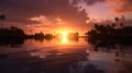 Atoll: A Serene Lake Reflecting A Stunning Sunset
