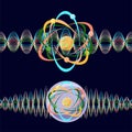 Atom as a particle and wave. Royalty Free Stock Photo
