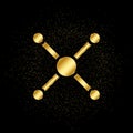 atom, atom bond gold icon. Vector illustration of golden particle background. isolated vector sign symbol - Education icon black Royalty Free Stock Photo