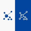 Atom, Biochemistry, Biology, Dna, Genetic Line and Glyph Solid icon Blue banner Line and Glyph Solid icon Blue banner