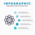 Atom, Biochemistry, Chemistry, Laboratory Line icon with 5 steps presentation infographics Background