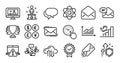Atom core, Online warning and E-mail line icons set. Vector