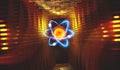 Atom. 3d illustration of an atomic reactor. Bbasis of universe Royalty Free Stock Photo