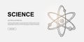 Atom 3d low poly symbol for landing page template. Atomic neutron design illustration. Polygonal Molecule illustration