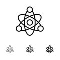 Atom, Educate, Education Bold and thin black line icon set