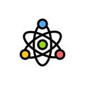 Atom, Educate, Education Flat Color Icon. Vector icon banner Template