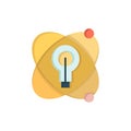 Atom, Education, Nuclear, Bulb Flat Color Icon. Vector icon banner Template