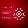 Atom flat icon on red background Royalty Free Stock Photo