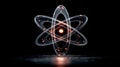 Atom with glowing electrons in orbital paths Royalty Free Stock Photo