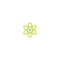 Atom green line icon. Electron scheme. chemistry or physics symbol