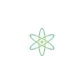 Atom green line icon. Electron scheme. chemistry or physics symbol