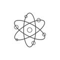Atom icon in flat design. Gray molecule symbol or atom symbol isolated. Vector illustration