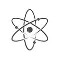 Atom icon in grunge style. Molecule symbol. Abstract physics science model