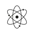 Atom icon. Atom isolated symbol. Nuclear science. Nucleus of proton. Core of neutron. Molecule of life. Pictogram for physics,
