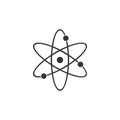 Atom icon isolated. Symbol of science, education, nuclear physics, scientific research. Electrons and protonssign. Flat Royalty Free Stock Photo