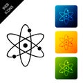 Atom icon isolated on white background. Symbol of science, education, nuclear physics, scientific research. Electrons Royalty Free Stock Photo