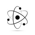 Atom icon. Logo atomic neutron black color isolated on white background. Nuclear atom. Icon nucleus. Orbit spin. Proton core Royalty Free Stock Photo