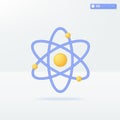 Atom icon symbols. Nucleus, molecular chemistry, orbital electrons, physics scienc concept. 3D vector isolated illustration design