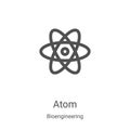 atom icon vector from bioengineering collection. Thin line atom outline icon vector illustration. Linear symbol for use on web and Royalty Free Stock Photo