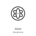 atom icon vector from bioengineering collection. Thin line atom outline icon vector illustration. Linear symbol for use on web and Royalty Free Stock Photo