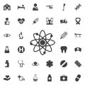 Atom icon. Vector illustration, science symbol Royalty Free Stock Photo
