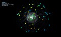 Atom of Iodine with Core and 53 Electrons on black