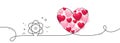 Atom line icon. Energy sign. Chemical element. Continuous line big heart. Vector