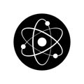 Atom logo. Core icon. Black atomic neutron isolated on white background. Nuclear atom. Icon nucleus. Orbit spin. Proton core symbo Royalty Free Stock Photo