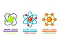 Atom logo set in flat style