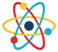 Atom model icon. Nuclear physics color symbol