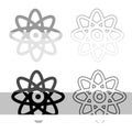 Atom molecular sign set icon grey black color vector illustration image flat style solid fill outline contour line thin Royalty Free Stock Photo