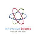 Atom molecule dna creative Innovative Science Medicine, technology, laboratory logo template vector