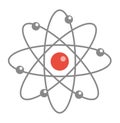 Atom molecule icon, flat, cartoon style. Isolated on white background. Vector illustration. Royalty Free Stock Photo
