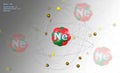 Atom of Neon with detailed Core and 10 Electrons on White with Atoms Royalty Free Stock Photo