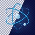 Atom orbit icon. Quantum physics. Blue color logo isolated on background. Medical symbol. Nuclear energy. Molecule structure Royalty Free Stock Photo