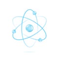 Atom orbit icon. Quantum physics. Blue color realistic molecule isolated on white background. Medical. Ion glowing structure Royalty Free Stock Photo