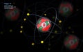 Atom of Oxygen with detailed Core and its 8 Electrons with Atoms