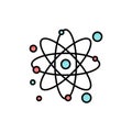 Atom, Particle, Molecule, Physics Flat Color Icon. Vector icon banner Template