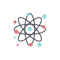 Atom, Particle, Molecule, Physics Flat Color Icon. Vector icon banner Template