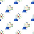 Atom and Phial Flat Icon Seamless Pattern