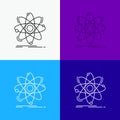 Atom, science, chemistry, Physics, nuclear Icon Over Various Background. Line style design, designed for web and app. Eps 10