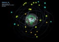 Atom of Selenium with detailed Core and its 34 Electrons on black