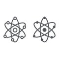 Atom structure line and glyph icon, scientific and nuclear, nucleus sign, vector graphics, a linear pattern on a white Royalty Free Stock Photo