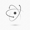 Atom structure nucleus and electrons. Atom icon.  vector illustration isolated on transparent background Royalty Free Stock Photo